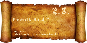 Machnik Bató névjegykártya